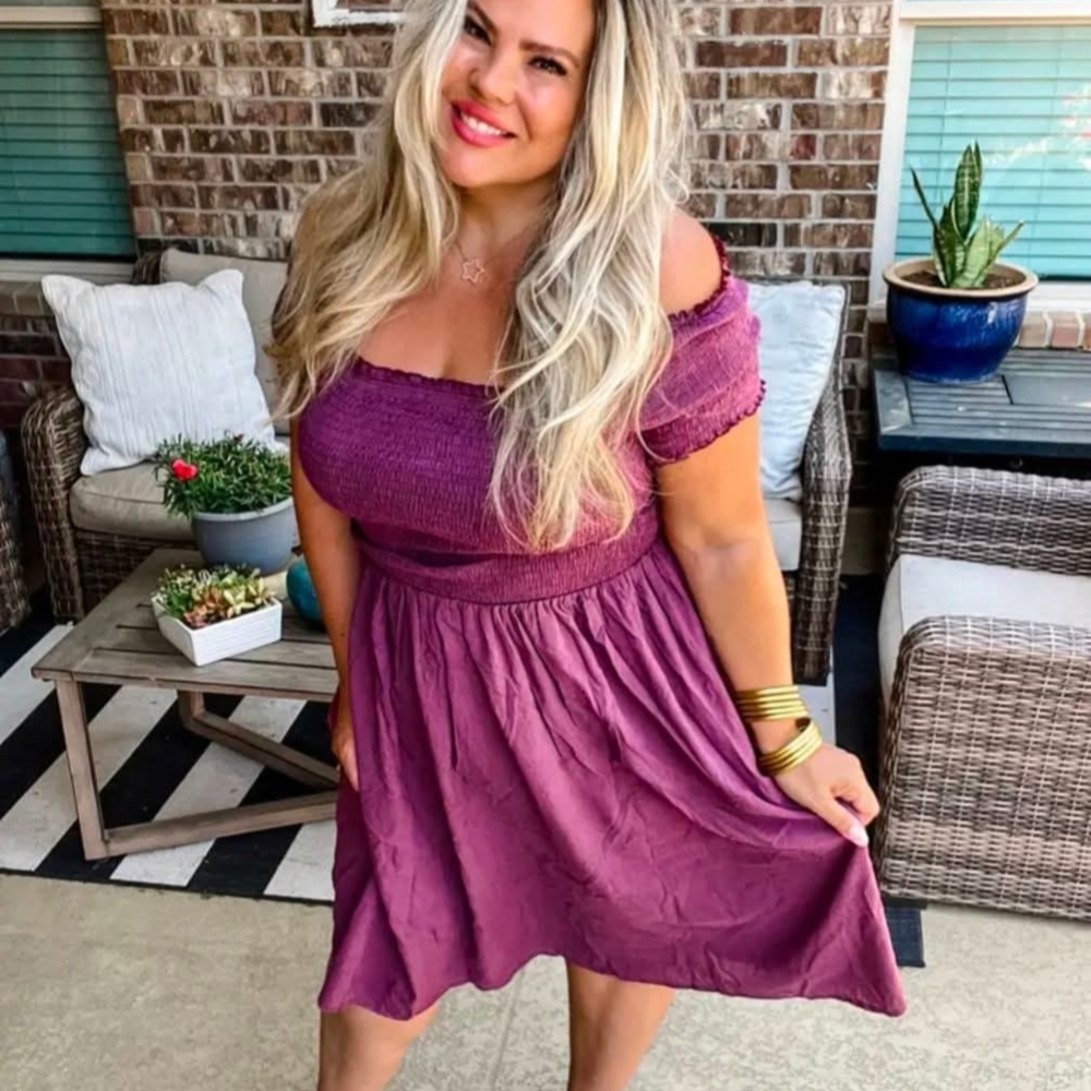 Elegant Off-Shoulder Purple Dress